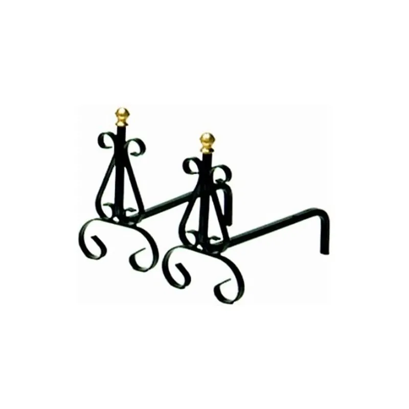 Pair of andirons in wrought iron 17x31x30H