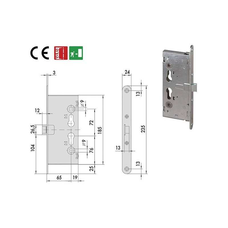 Cisa 43114 mortise lock for antipanic and fire doors