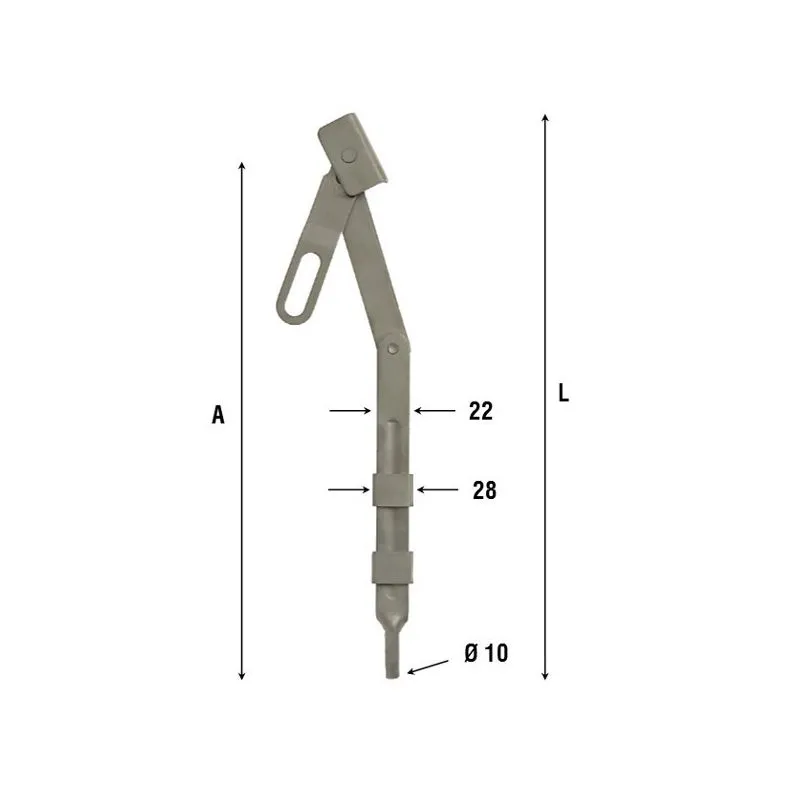 Pivot with jointed lever for gates Pivot with jointed lever for gates