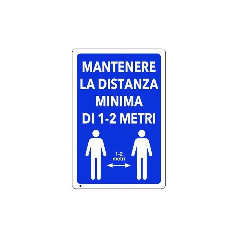 Cartello "Distanza minima 1-2 metri" 300x200 plastica