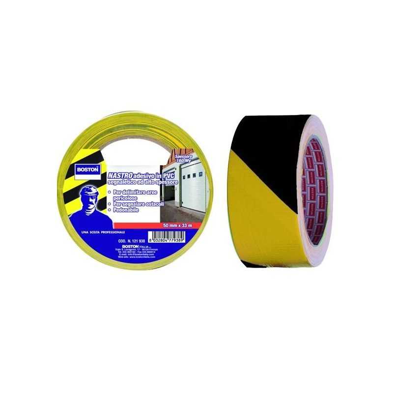 Warning tape ADHESIVE yellow / black h 50mm 33 mt.