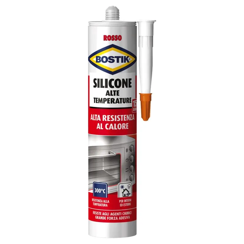 Red Acetic Silicone Bostik SIL-300 high temperatures 300 ml Red Acetic Silicone Bostik SIL-300 high temperatures 300 ml