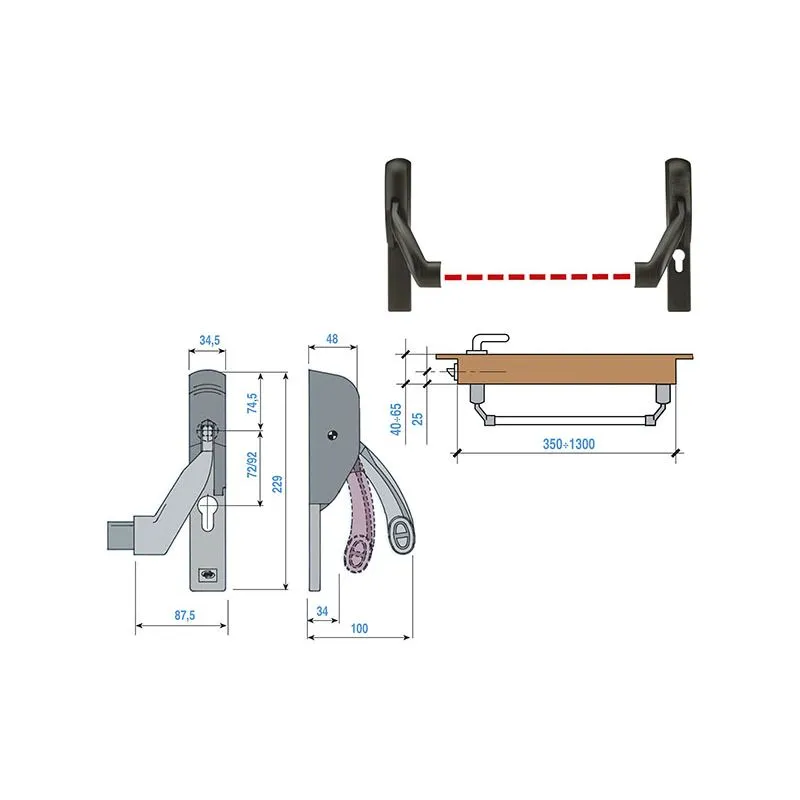 Corni 'Euro Smart ' panic exit device for firebreaks Corni 'Euro Smart ' panic exit device for firebreaks