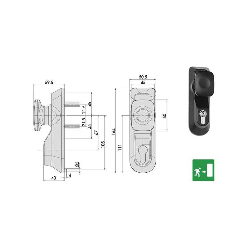 Pomolo esterno Cisa 07078.69 per maniglione antipanico