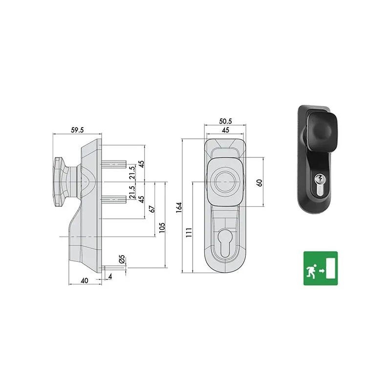Pomolo esterno Cisa 07078.69 per maniglione antipanico
