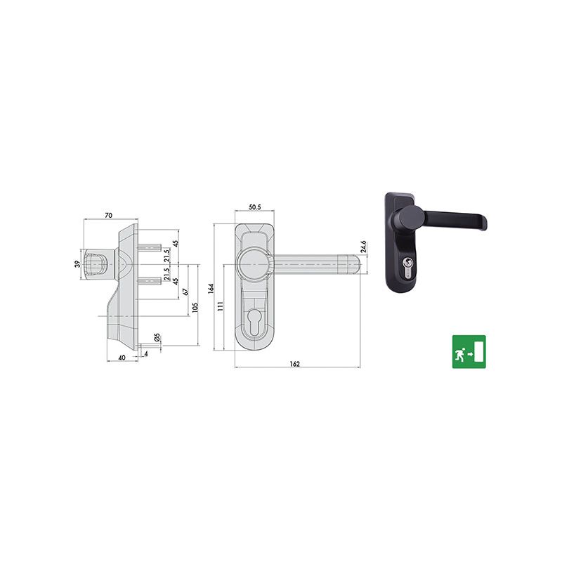 Comando maniglia esterna Cisa 07078.68 per maniglione antipanico