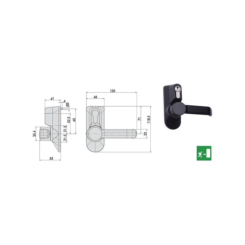 Comando maniglia esterna Cisa 07078.38 per maniglione antipanico