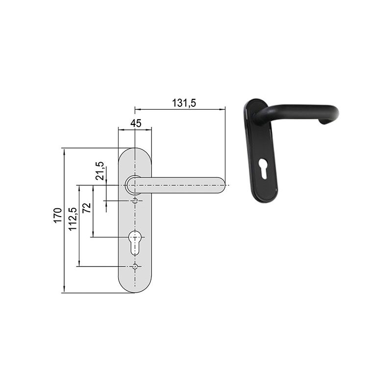 Maniglia Cisa 07076.26 per maniglione antipanico singola