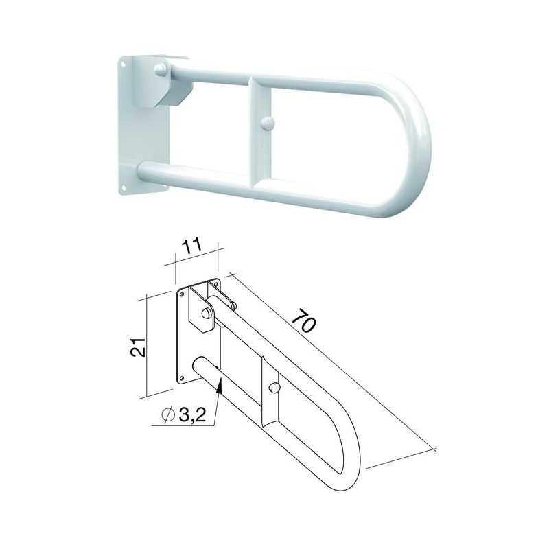 ECO white folding bathroom handle 70 cm