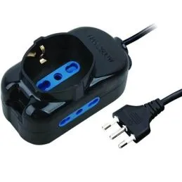 Multi-socket power strip 3 places Schuko+by-pass 16A plug black