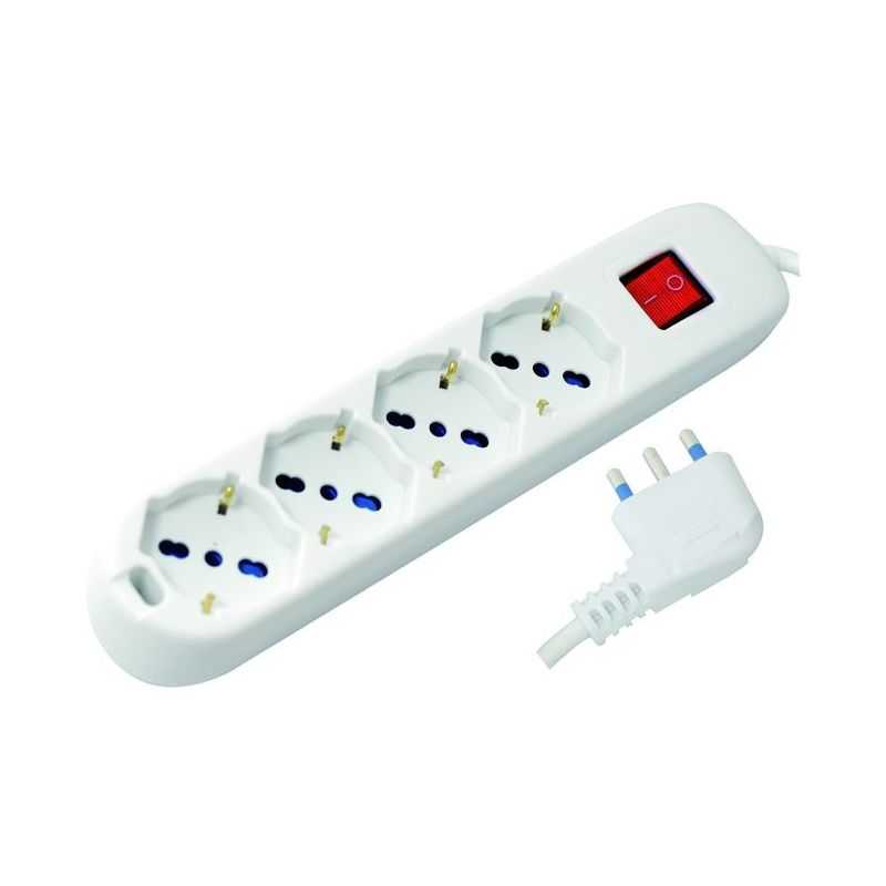 Multi-socket power strip 4 places Schuko+by-pass 16A plug