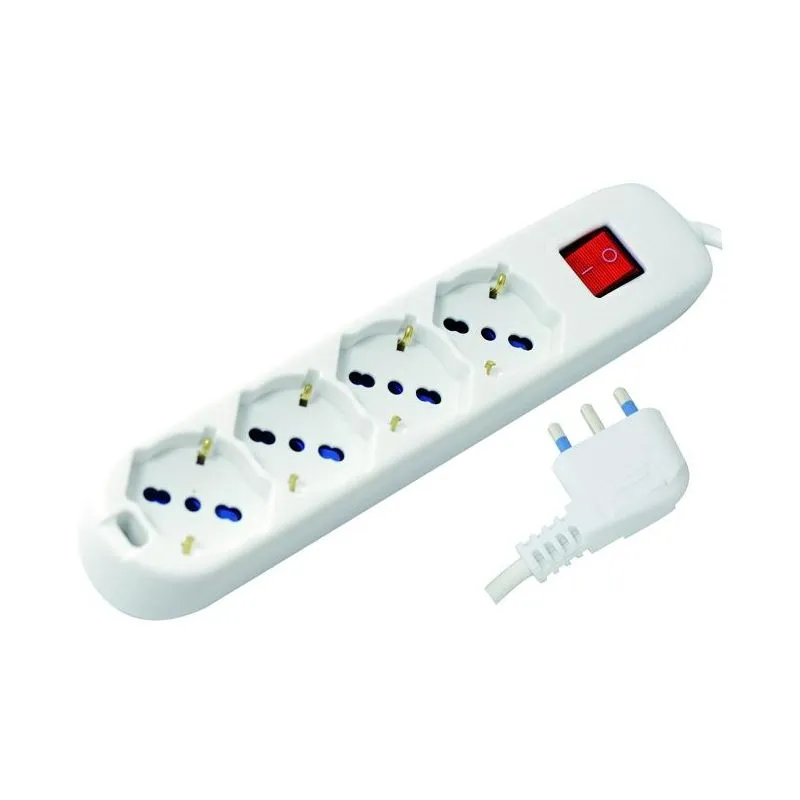 Multi-socket power strip 4 places Schuko+by-pass 16A plug