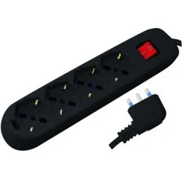 Multi-socket power strip 4 places Schuko+by-pass 16A plug black