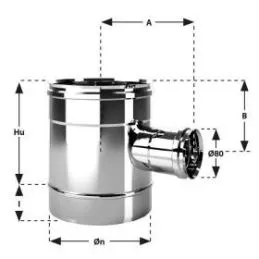 90 gradi reduced T-pipe Ø80 MONO De Marinis single-walled flue