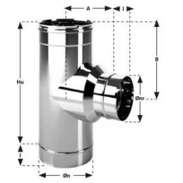 Raccordo a T 90° ridotto MT9R Mono Inox Aisi316 Canna fumaria