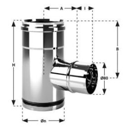 Raccordo a T 90° ribassato ridotto 80mm MTRC Mono Inox Aisi316