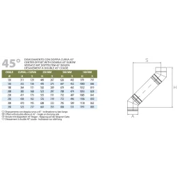 Curva 45° lato lungo OC4L Oval Inox Aisi316 Canna fumaria