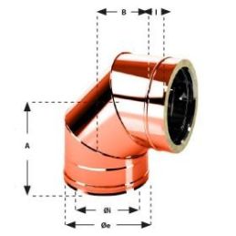 90 gradi bend double wall flue ISO25 De Marinis Copper