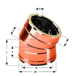 30° bend double wall flue ISO25 De Marinis Copper