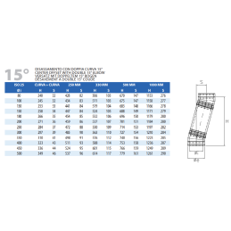 15° bend double wall flue ISO25 De Marinis Copper