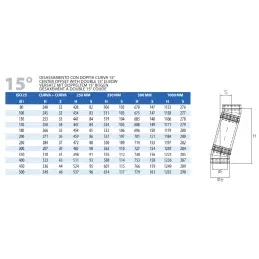 15° bend double wall flue ISO25 De Marinis Copper