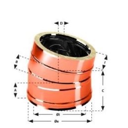 Curva 15° R2C15 ISO25 Rame Canna fumaria doppia parete