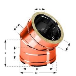 Curva 45° R2C4 ISO25 Rame Canna fumaria doppia parete