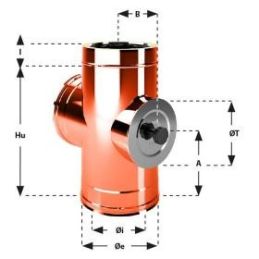 Raccordo a T 90° croce con ispezione R2TC ISO25 Rame Canna