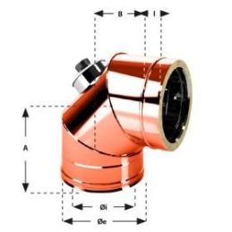 Curva 90° con ispezione R2C9IT ISO25 Rame Canna fumaria doppia