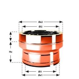 Raccordo maggiorazione R2RCDA ISO25 Rame Canna fumaria doppia