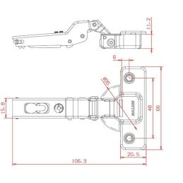 Cerniera per ante mobili 110° base 35mm collo 9 Salice C2A6G99