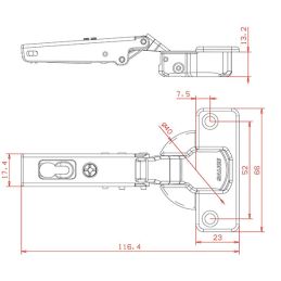 Hinge for furniture doors 94 degrees base 40mm Salice CFA7A99