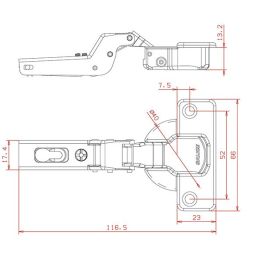 Hinge for furniture doors 94° base 40mm Salice neck 11 CFA7G99