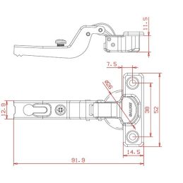 Cerniera per ante mobili 94° base 26mm collo 17 Salice C6A7S99