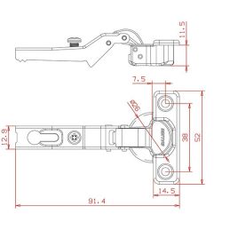 Hinge for mobile doors 94 gradi base 26mm neck 9 Salice C6A7L99