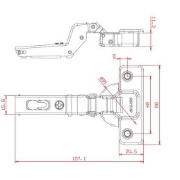 Cerniera per ante mobili 94° base 35mm collo 17 Salice C2ABP99