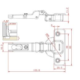 Salice hinge for refrigerator doors 94 ° base 35mm C2ABF99