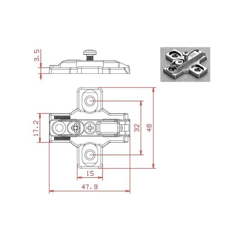 Cross base for hinges Salice B2R3E09 height 0