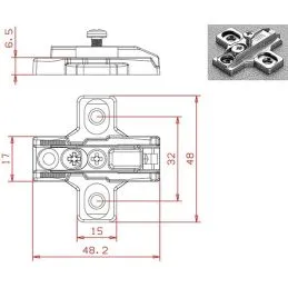 Cross base for hinges Salice B2R3E39 height 3
