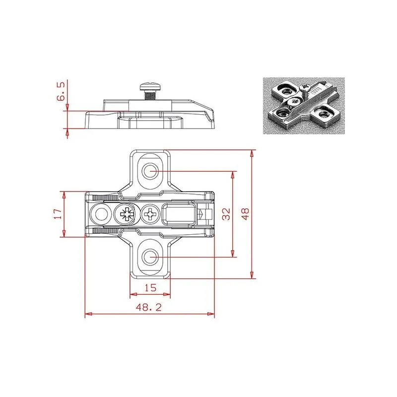 Cross base for hinges Salice B2R3E39 height 3 Cross base for hinges Salice B2R3E39 height 3