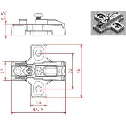 Cross base for Salice B2R3E69 hinges height 6