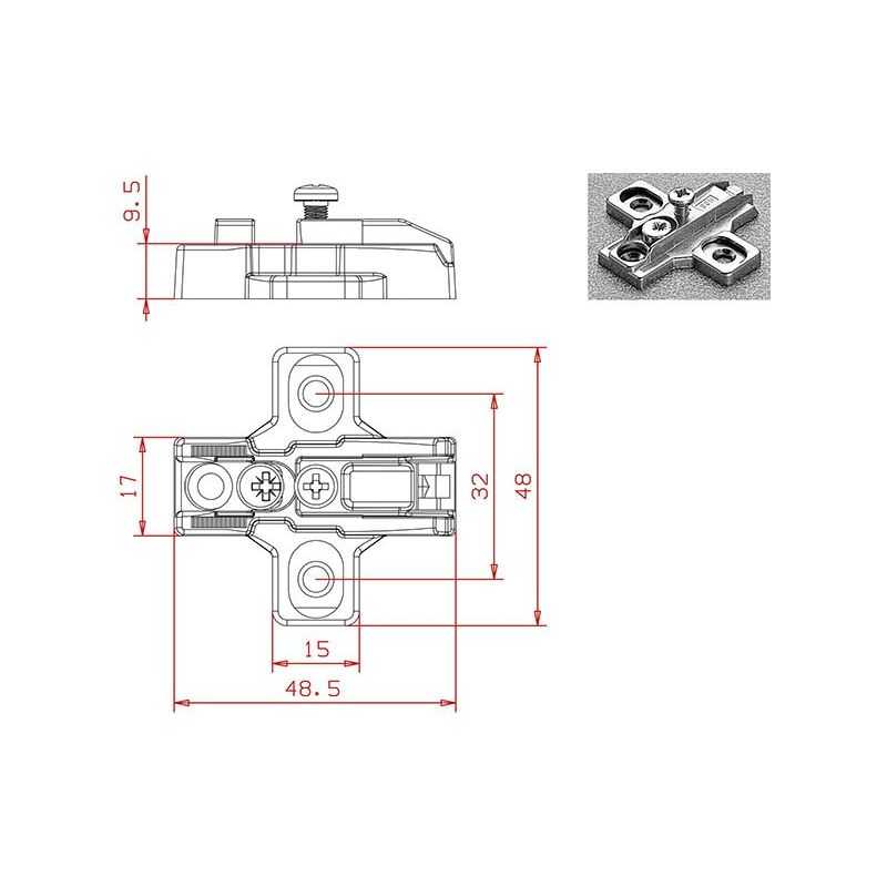 Cross base for Salice B2R3E69 hinges height 6