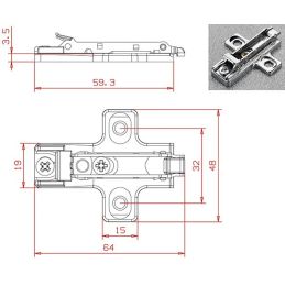 Snap base for Salice BAR3R09 hinges height 0