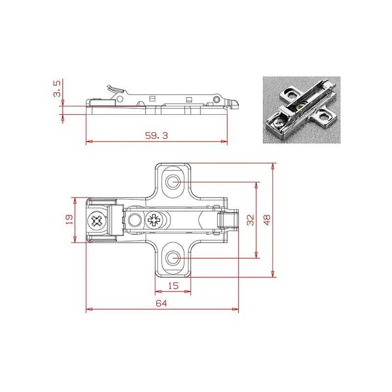 Snap base for Salice BAR3R09 hinges height 0