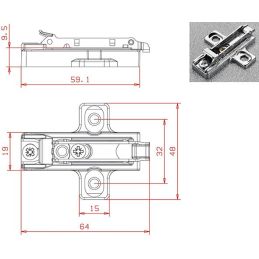 Snap base for Salice BAR3R69 hinges height 6