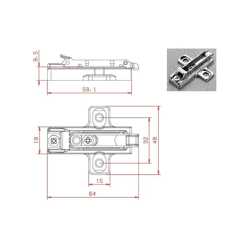 Snap base for Salice BAR3R69 hinges height 6