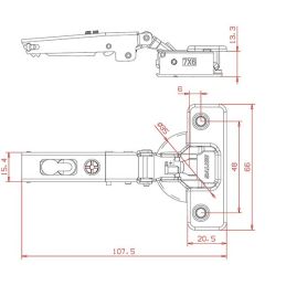 Hinge for mobile doors 110 ° decelerated base 35mm neck 0