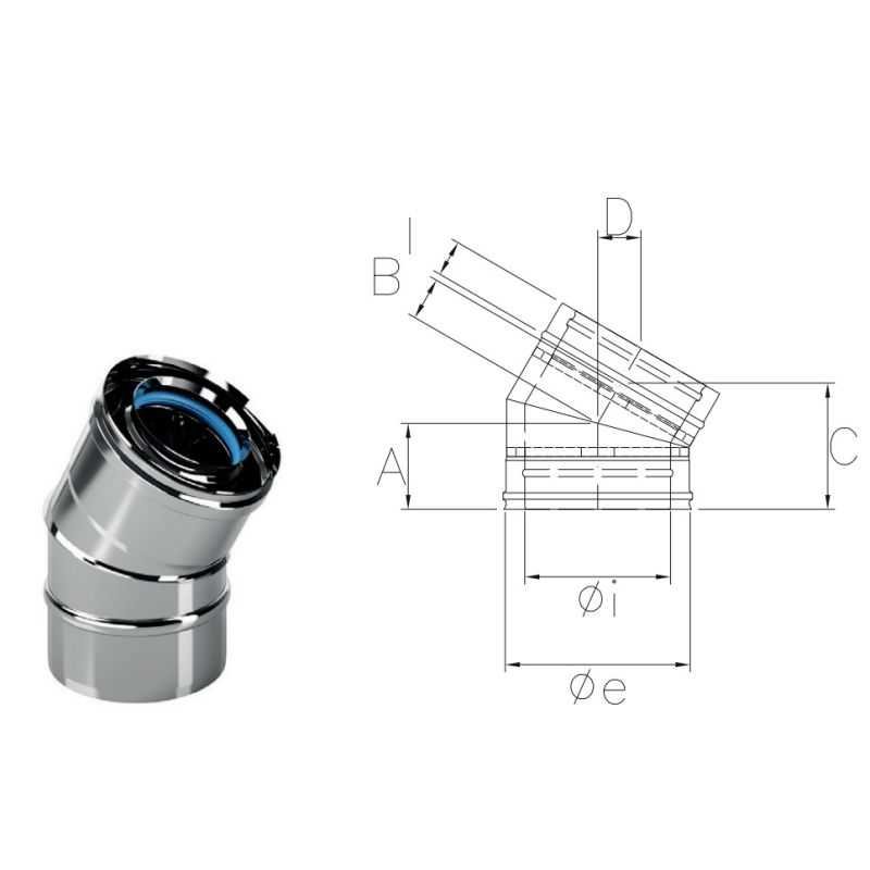 30 ° Bend CXC4 COAXIAL Inox Coaxial flue