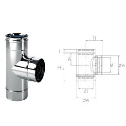 Raccordo a T 90° CXT9 COAXIAL Inox Canna fumaria coassiale