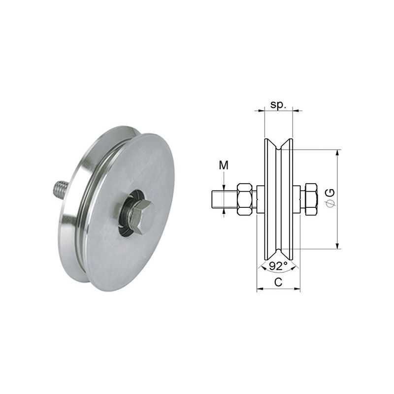 Ruota per cancelli gola a V 2 cuscinetti COMBI 406